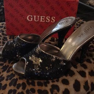 Black sequin guess heels